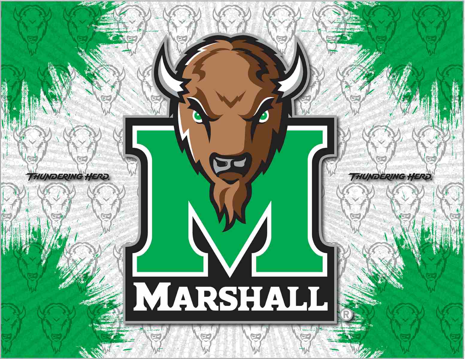 Marshall Canvas Art W Thundering Herd Logo Print